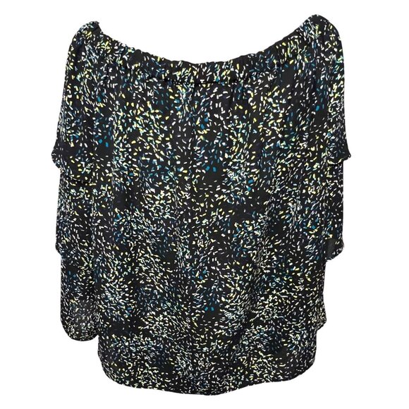 Worthington Women's XL Off-Shoulder Blouse Black Multicolor Flowy Casual Chic - Picture 4 of 12